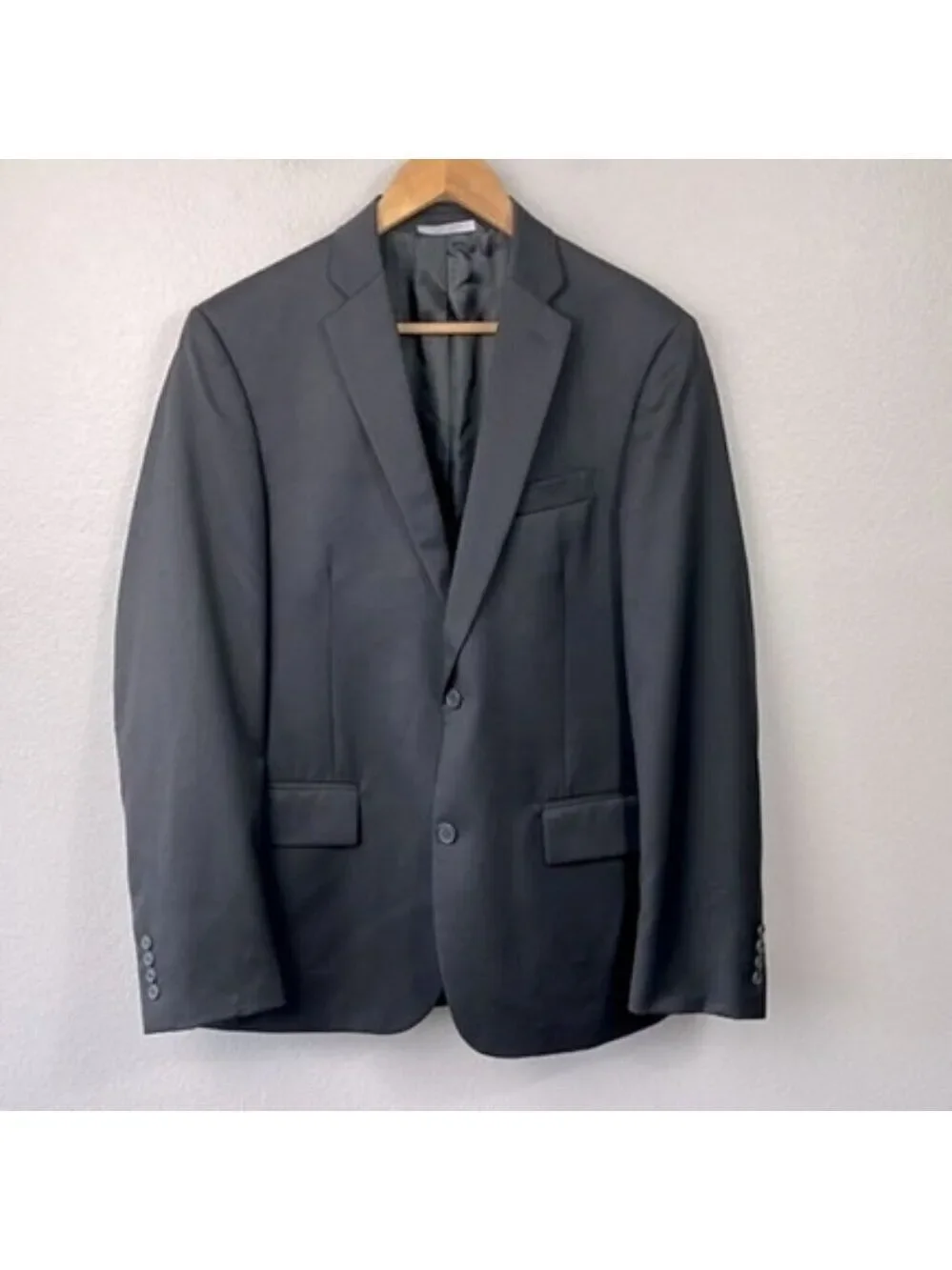 Nordstrom Wool Blazer Black Sport Coat Double Breasted Vented Lined Tall 40L